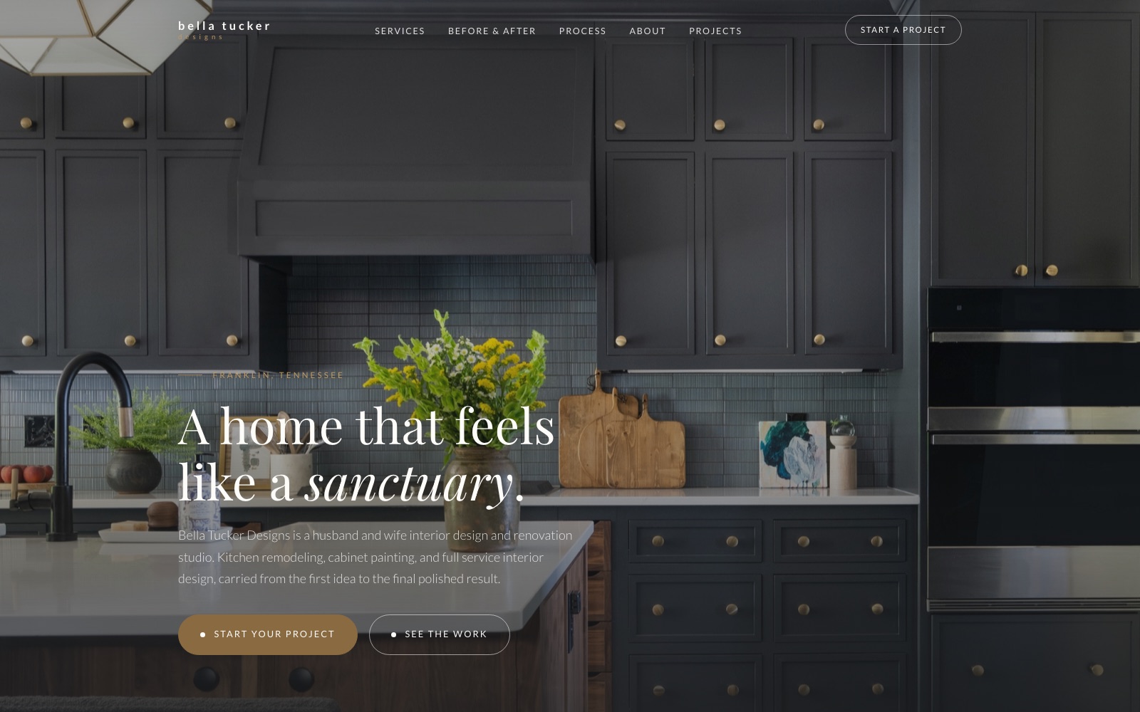 The new Bella Tucker Designs homepage concept