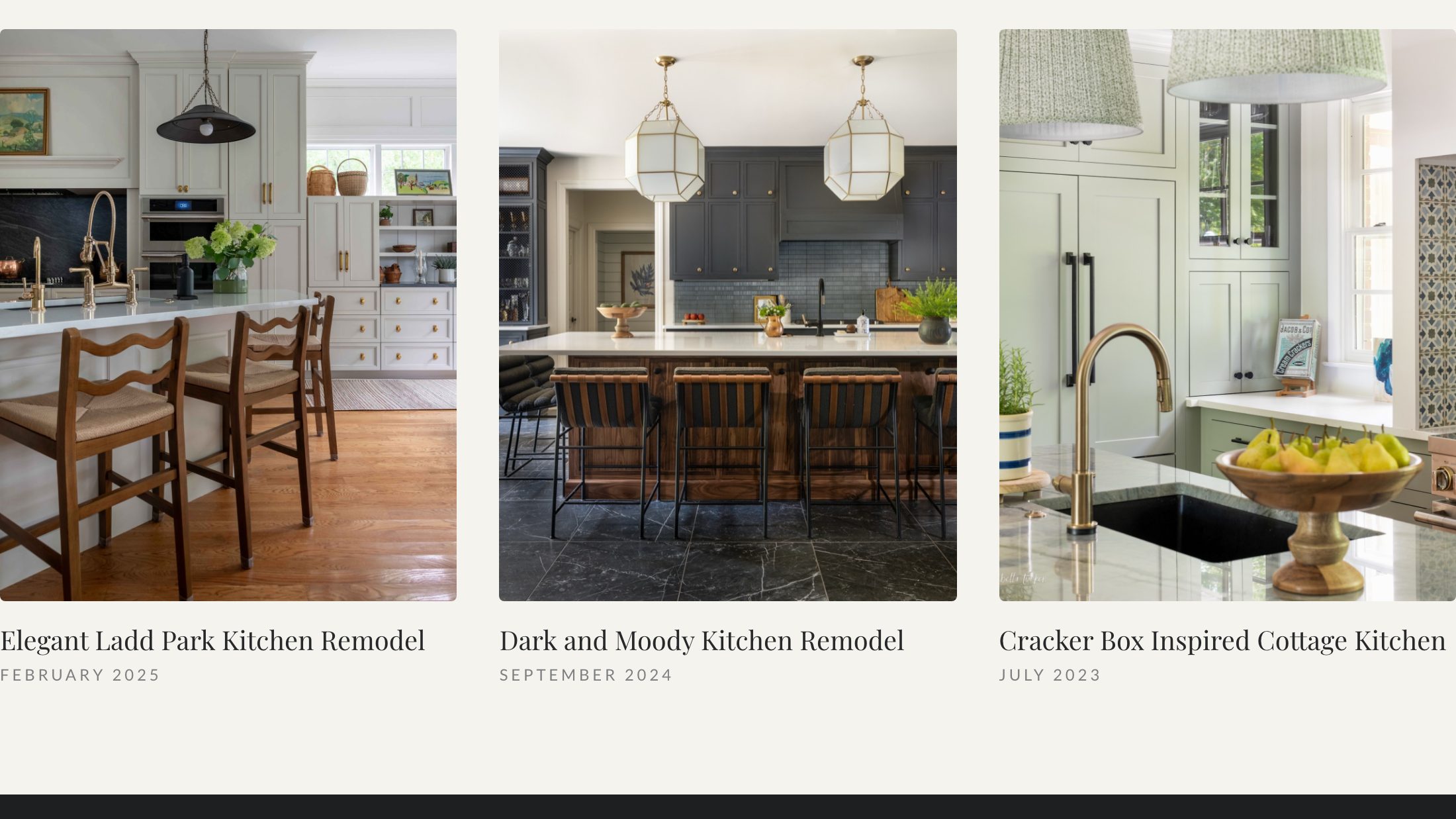 The recent projects section of the new homepage