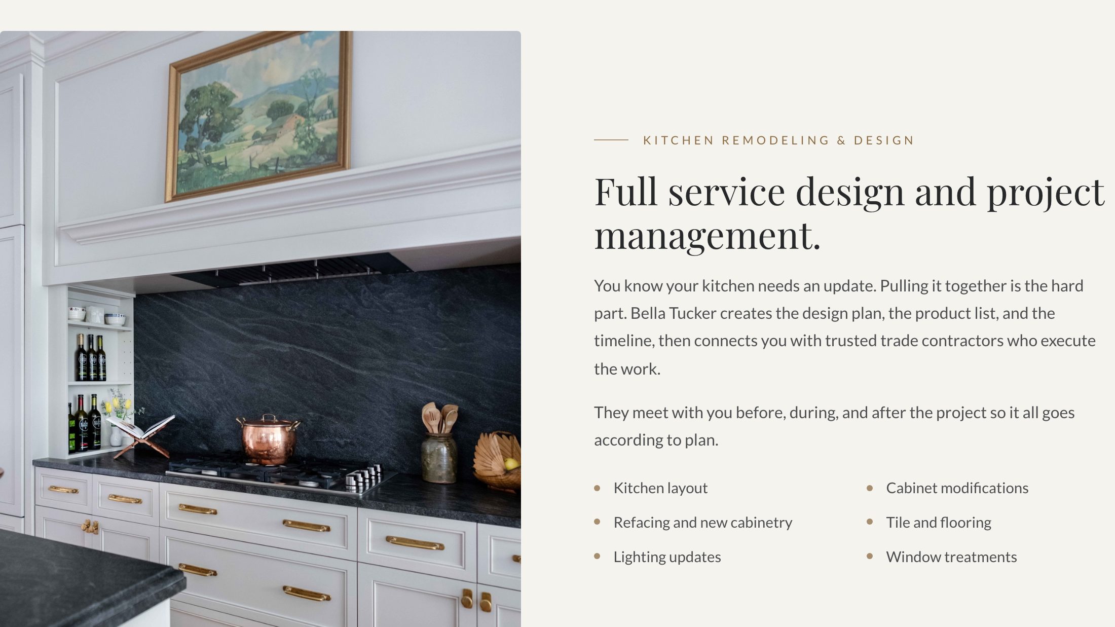 The services section of the new homepage